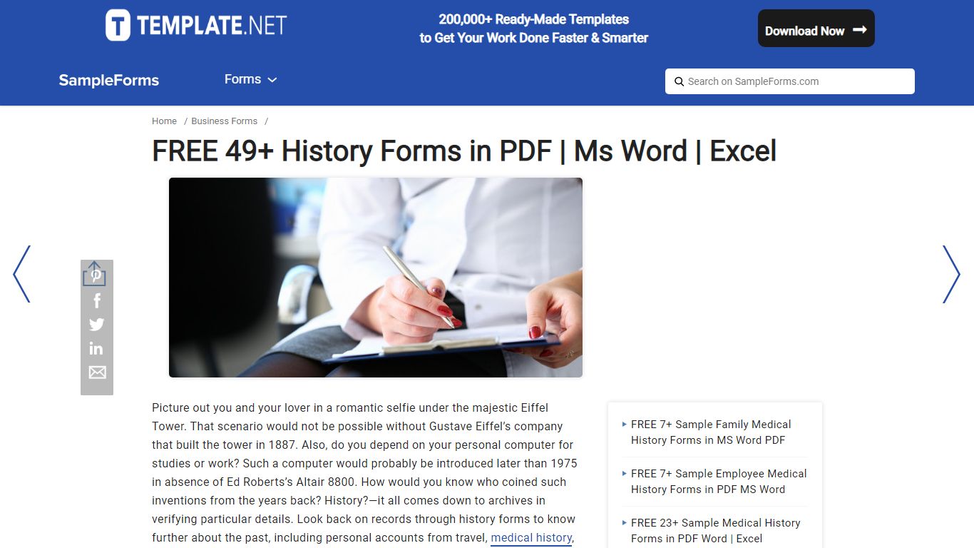 FREE 49+ History Forms in PDF | Ms Word | Excel - sampleforms